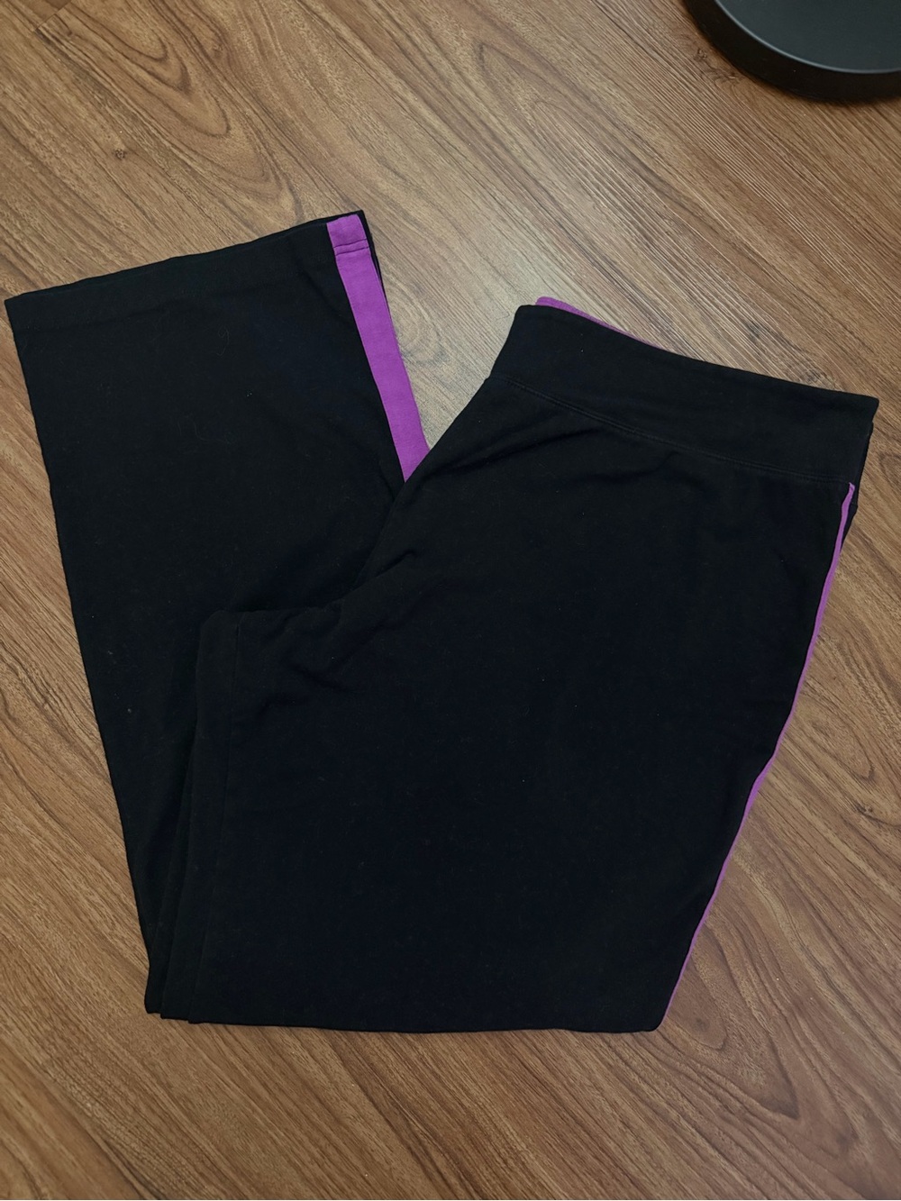 Merona Black Leggings with Purple Trim